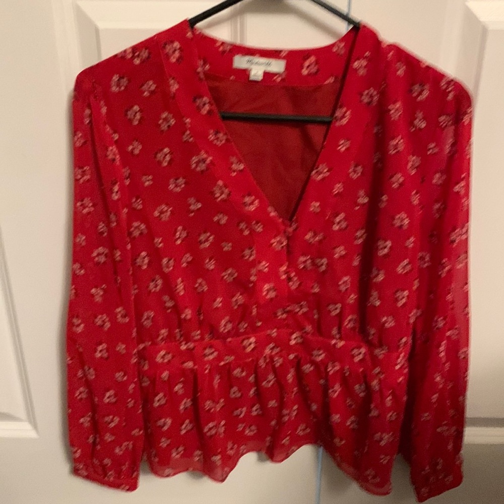 Madewell red floral top